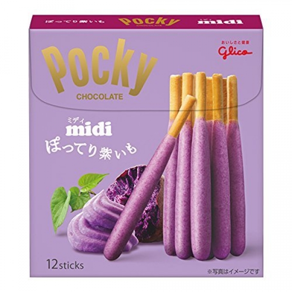 Pocky Midi Taro  1 กล่อง มี 12 ชิ้น รสเผือก