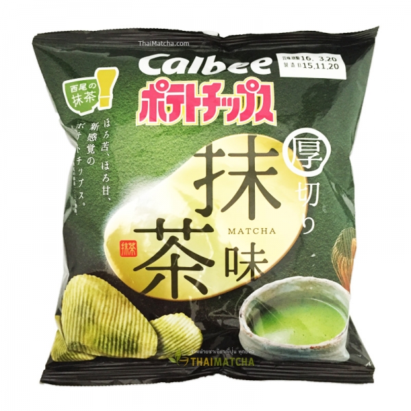 Calbee potato chips chunks green tea taste ขนมมันฝรั่งทอดกรอบ รสชาเขียว